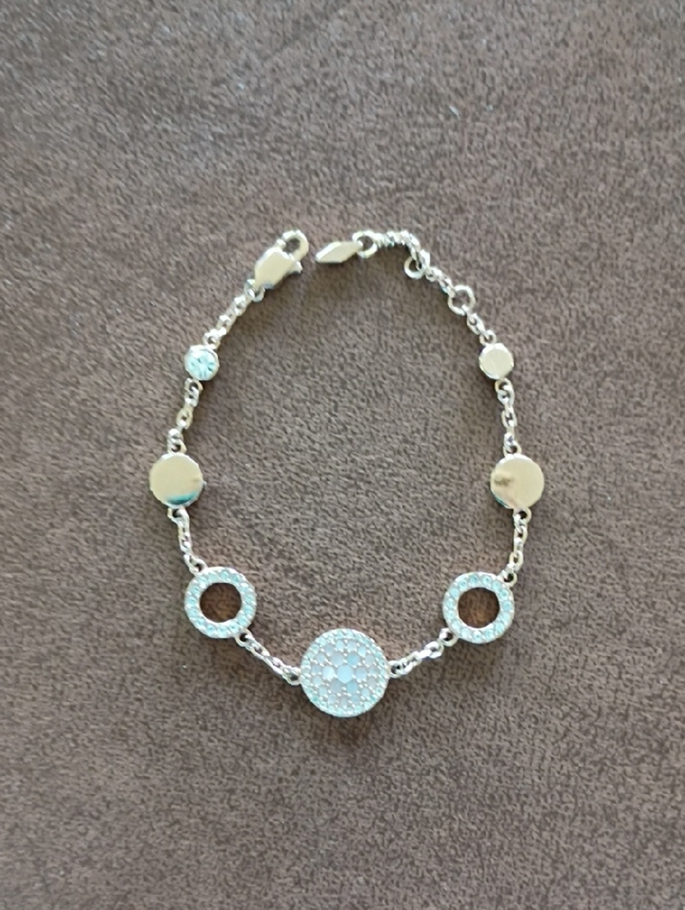 Fossil Rose Gold Plated Pave Circle Chain Bracelet